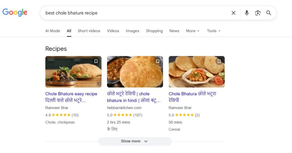 Recipe schema markup example Recipe schema markup